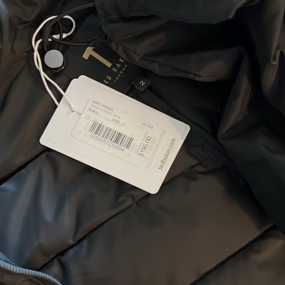 Ted Baker Puffer Zip Up Jacket Brand New With Tags Black Chevron Size 4 - 6 - Picture 5 of 6